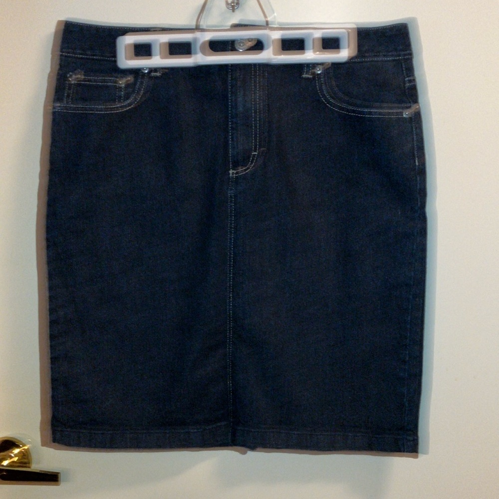 Classic Dark Blue Denim Pencil Skirt - Women's
